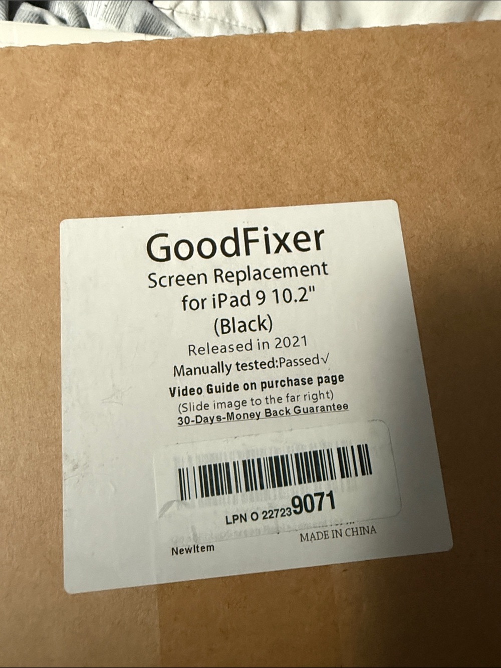 Black Screen Replacement for iPad 9 (10.2")